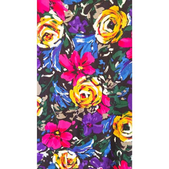 80s Jewel Bloom Floral Rayon Blouse S |Vintage Statement Top Hong Kong - Picture 9 of 10